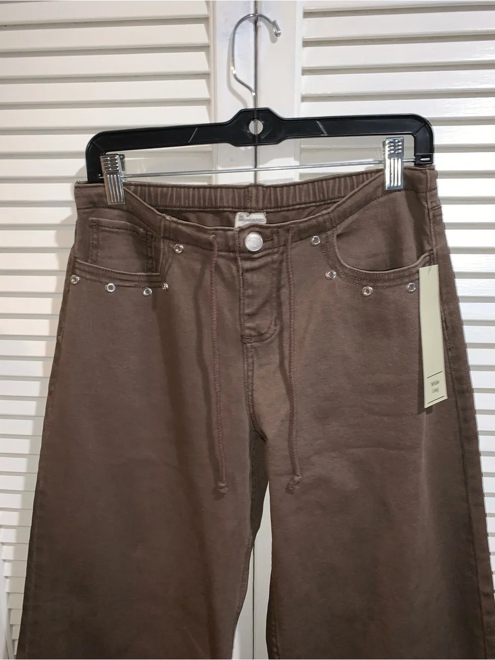 No Boundaries Drawstring Grommet Wide Leg brown jeans Women's Small